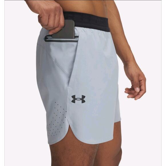 Under Armour Mens Peak Woven Shorts Gray Small Running Active Pockets - Picture 1 of 6